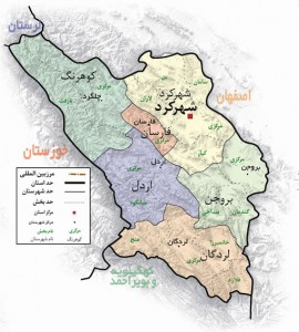 نقشه استان چهارمحال و بختیاری