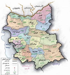 نقشه استان آذربایجان شرقی