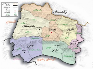نقشه استان خراسان شمالی